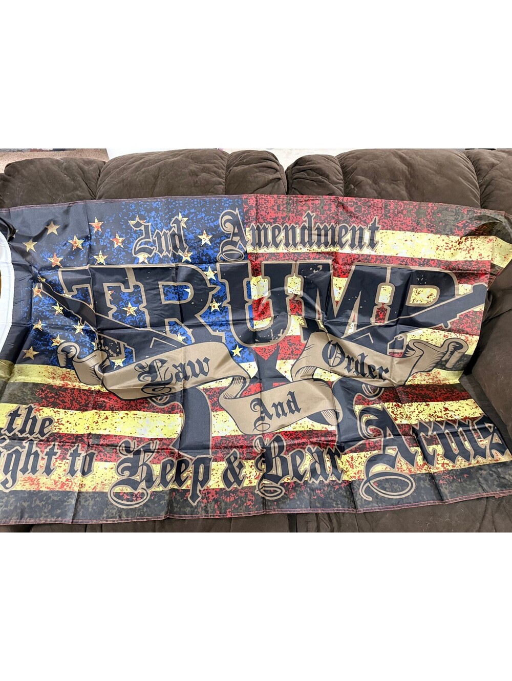 3X5 Trump 2024 Law & Order 2nd Amendment Right To Bear Arms Vintage Flag